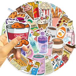 Cute Cartoon Snack Stickers for Skateboard, Phone, Fridge, Suitcase, Bike - 10/30/50PCS (Online Order Only)
