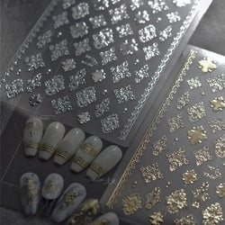 Gold Stamped Silver Totems Geometric Patterns Figure 5D Self Adhesive Nail Art Stickers Stars Bohemia Manicure Decals Wholesale (Online Order Only)