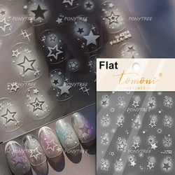 Punk Star Shiny Laser Five-pointed Star White Black Pink Hollow Out Delicate Sparkle Adhesive Nail Art Stickers Manicure Decals (ONLINE ORDER ONLY)