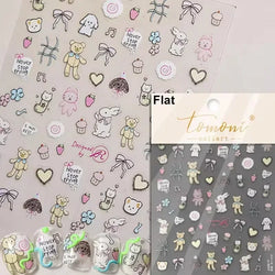Cute Bowknot Dog Puppy Bear Strawberry Cake Fruit Juice Coffee Desserts Corgi Cherry Adhesive Nail Art Stickers Manicure Decals (ONLINE ORDER ONLY)