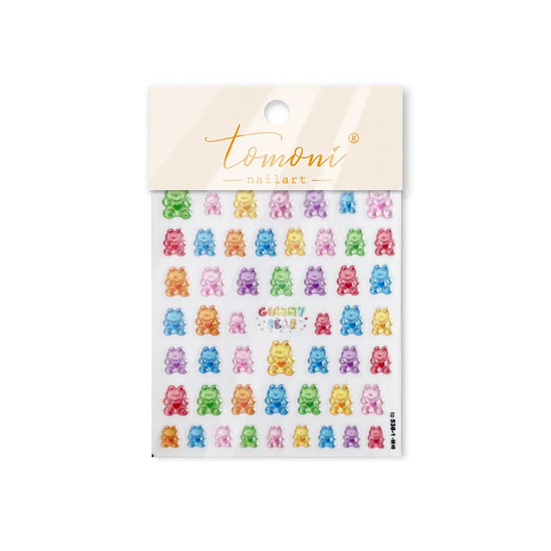 Colourful Jelly Rabbit Bunny Gummy Bear Cute Lollipop Soda Water Candy Snack Pudding Star Heart Nail Art Stickers Manicure Decal (ONLINE ORDER ONLY)