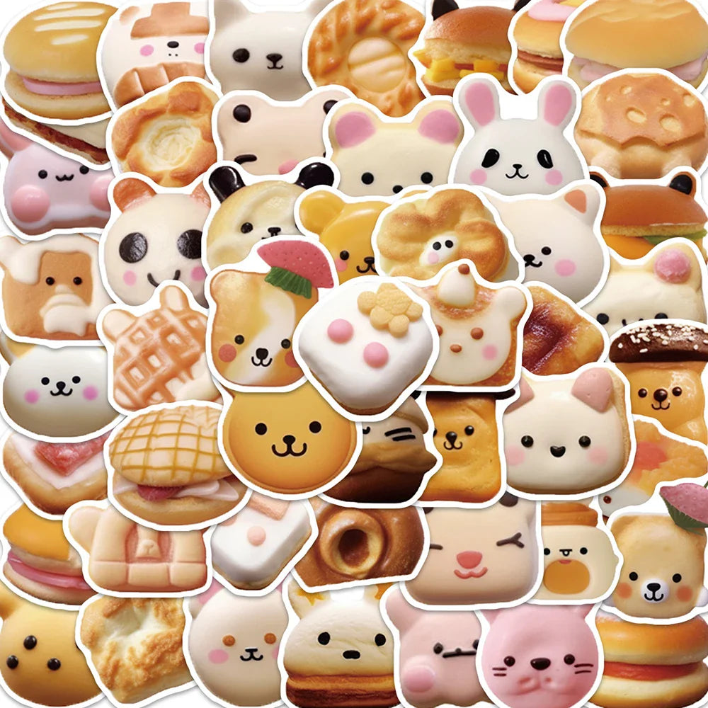 10/30/50PCS Cute Animal Cookie Stickers Funny Decals Toys DIY Notebook Phone Guitar Luggage Bike Kids Toys Cartoon Sticker Gift (ONLINE ORDER ONLY)