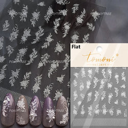 French Romantic Lace Flower Fabric Art Pearl Pendant Portrait Bowknot Textile Printing Delicate Nail Art Stickers Manicure Decal (ONLINE ORDER ONLY)