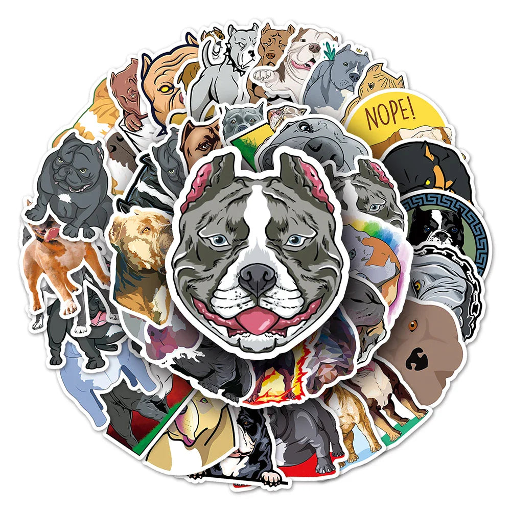 10/30/50PCS Cool American Bully Pitbull Stickers Cartoon Dog Wall Decals DIY Skateboard Luggage Phone Laptop Fridge Bike Kid Toy (Online Order Only)