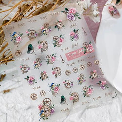 Watercolor Style Rose Flower Colored Rosa Chinensis 3D 5D Flat Reliefs Charming Self Adhesive Nail Art Stickers Manicure Decals (ONLINE ORDER ONLY)
