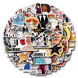 Hamilton Cartoon Stickers: Music Drama Decals for Scrapbook, Fridge, Luggage, Laptop, Phone, Guitar, Skateboard (Online Order Only)
