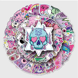 10/30/50PCS Cute Gothic Halloween Skull Magic Stickers DIY Laptop Luggage Skateboard Graffiti Decals Sticker for Kid Toys (Online Order Only)