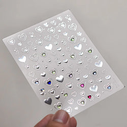 Colored Crystal Star Love Heart Shiny Silver Hollowed Smudging Rainbow Flower Jelly Embossed Nail Art Stickers Manicure Decals (ONLINE ORDER ONLY)