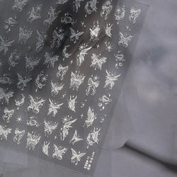 Dreamy Moon Stars Love Heart Butterfly Bowknot Lace Shiny Starburst Ribbon Delicate Adhesive Nail Art Stickers Manicure Decals (Online Order Only)