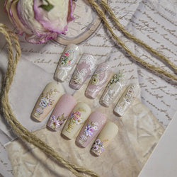 European Garden Angel Wing White Rose Flower Bed Vase Lace Bowknot Statue Adhesive Nail Art Decoration Sticker Manicure Decals (ONLINE ORDER ONLY)