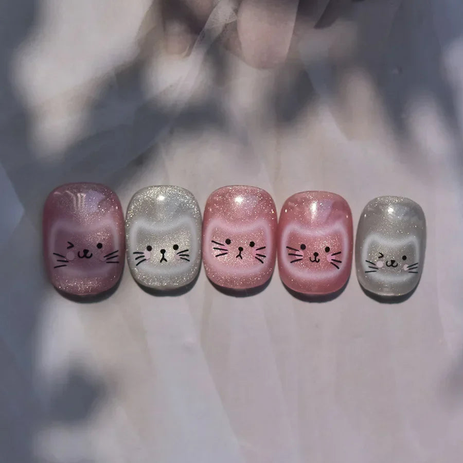 White Halo Dyeing Cat Face Cup Black Orange Toy Umbrella Love Heart Kitty Cake Embossed Relief Nail Art Stickers Manicure Decals (ONLINE ORDER ONLY)