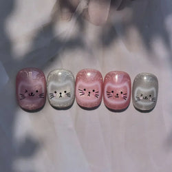 White Halo Dyeing Cat Face Cup Black Orange Toy Umbrella Love Heart Kitty Cake Embossed Relief Nail Art Stickers Manicure Decals (ONLINE ORDER ONLY)