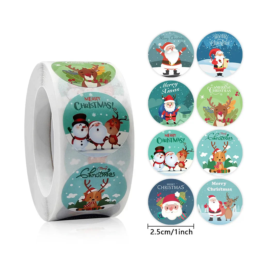 500 Pcs/Roll Merry Christmas Santa Claus Sticker Gift Decoration Sealing Stickers Children's Reward Sticker (ONLINE ORDER ONLY)