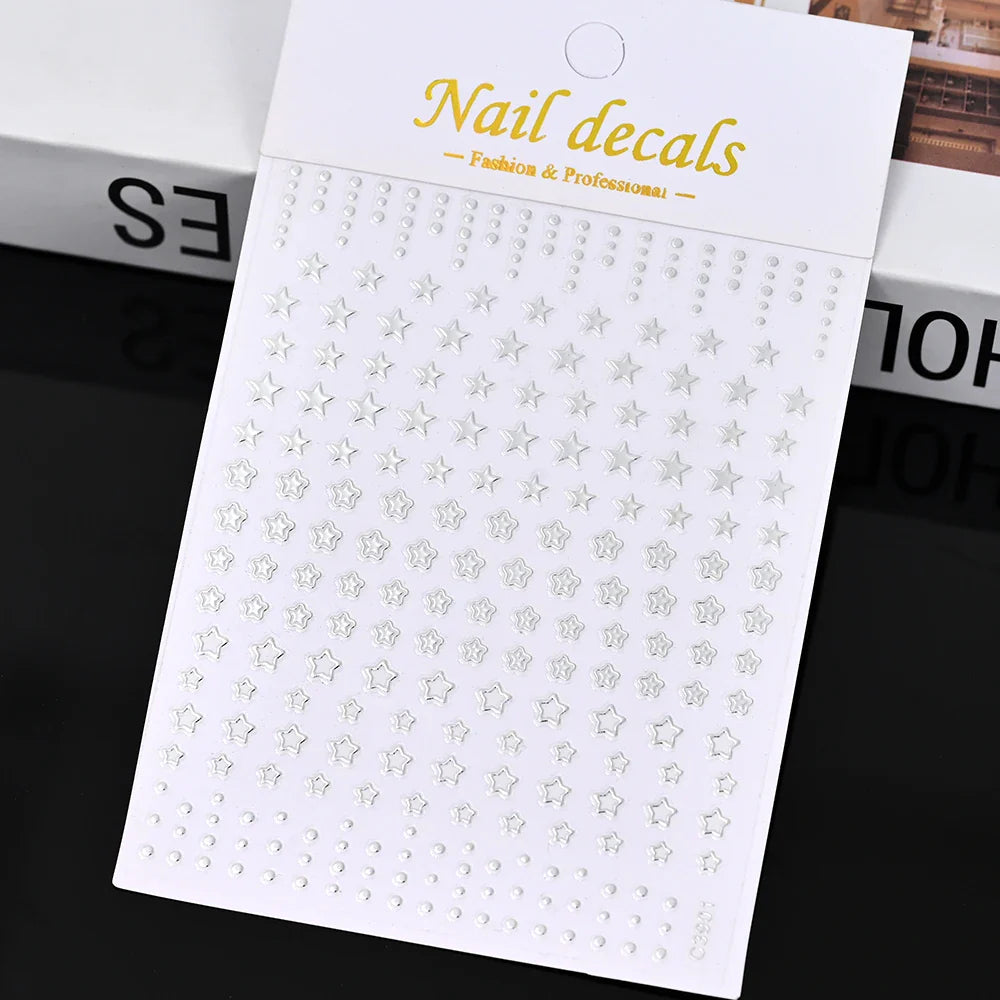 Gold Silver Wing Nail Art Stickers 3D Metal Chain Heart Love Sun Moon Star Gel Polish Adhesive Manicure Slider Decor Accessories (ONLINE ORDER ONLY)