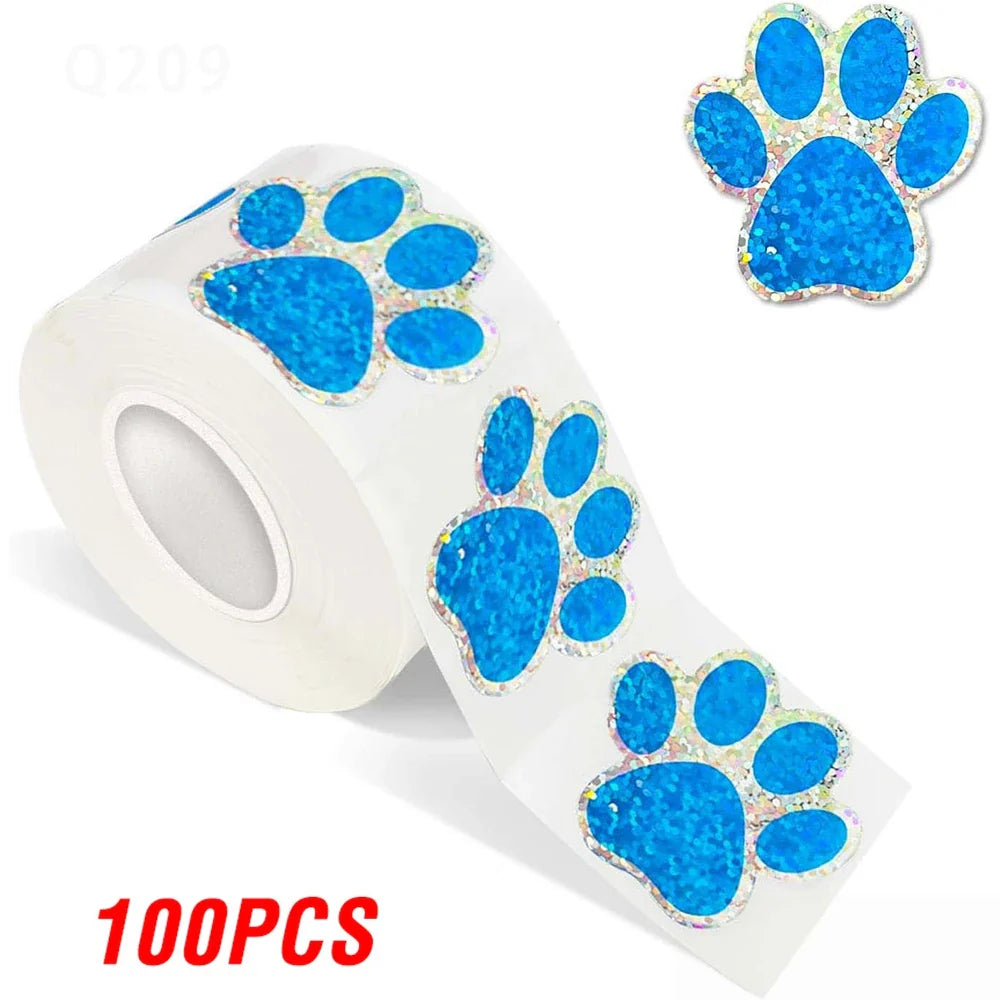 100-500pcs Black laser Sticker Paw Print Reward Stickers Dog Cat Bear Paw Labels for Teacher Student Stationery Sticker (ONLINE ORDER ONLY)