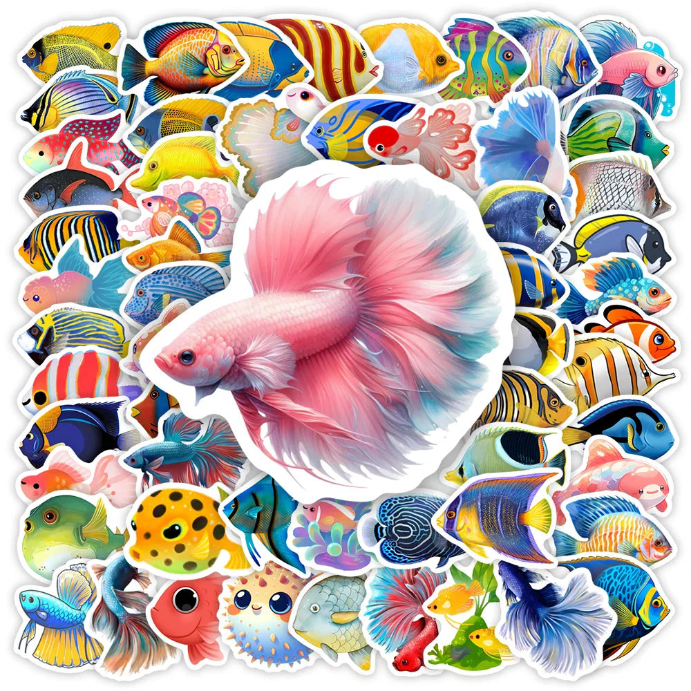 Aesthetic Cartoon Tropical Fish Sticker Art Clipart DIY Gift Toys Decal for Laptop Phone Decorative Bottles Luggage Waterproof (ONLINE ORDER ONLY)