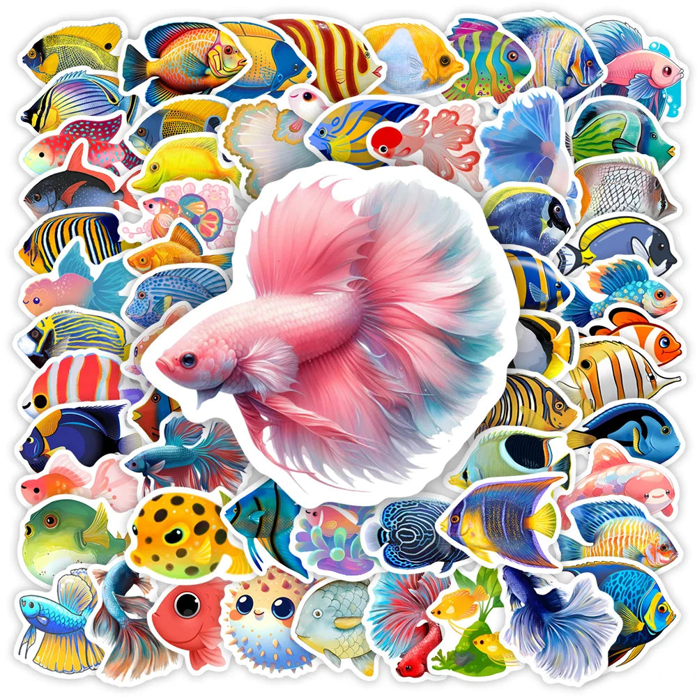 Aesthetic Cartoon Tropical Fish Sticker Art Clipart DIY Gift Toys Decal for Laptop Phone Decorative Bottles Luggage Waterproof (ONLINE ORDER ONLY)