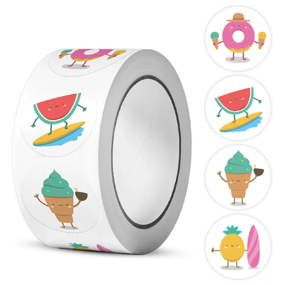 500pcs/roll Animal Cartoon Stickers Kids Toy Stickers Various Cute Design Patterns School Teacher Reward Stationery Stickers (ONLINE ORDER ONLY)
