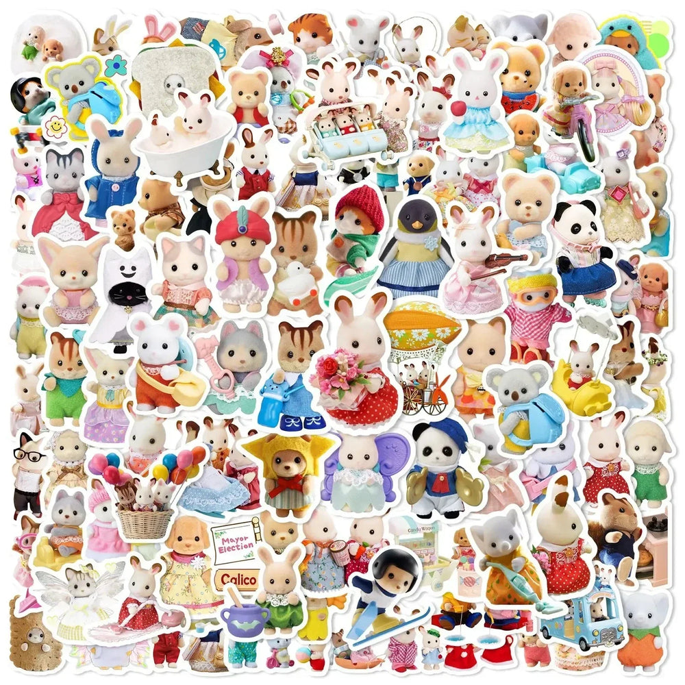 100PCS Calico Critters Stickers Laptop Scrapbook Decoration Graffiti Decals Skateboard Laptop Waterproof Sticker Toys Decor (ONLINE ORDER ONLY)