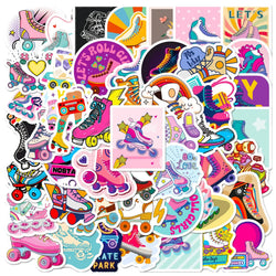 10/50pcs Cool Roller Skates Cartoon Stickers Aesthetic DIY Skateboard Car Bike Phone Luggage Graffiti Girl Gradient Sticker Toy (Online Order Only)