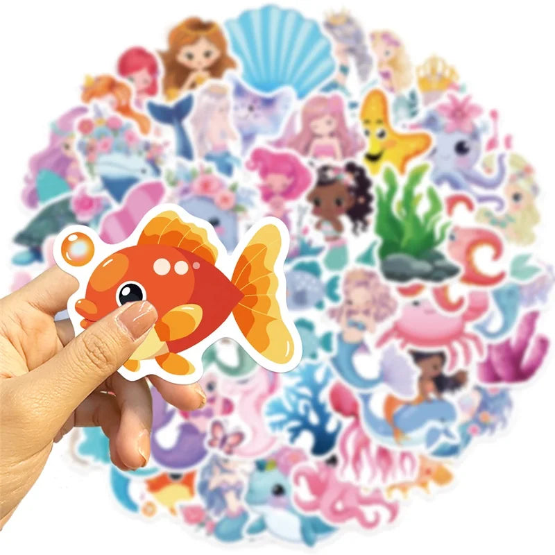 10/30/50PCS Cute Mermaid PVC Sticker Aesthetic Chidlren's Stationery Korean Decoration Scrapbooking School Supplies for Kids (ONLINE ORDER ONLY)