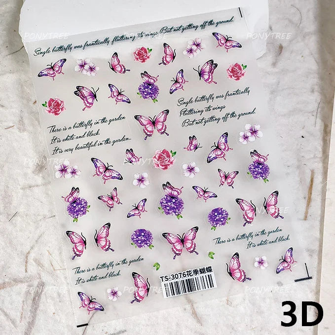 Steam Punk Butterfly Gear Green Star Gold Stamping Self Adhesive Nail Art Decoration Stickers Illusion Polarized Manicure Decals (ONLINE ORDER ONLY)
