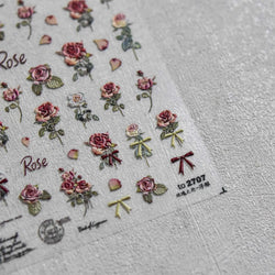 Retro Rose Flowers Bowknot Petal Romantic 5D Soft Embossed Relief Self Adhesive Nail Art Decoration Stickers 3D Manicure Decals (ONLINE ORDER ONLY)