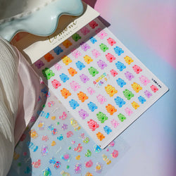 Colourful Jelly Rabbit Bunny Gummy Bear Cute Lollipop Soda Water Candy Snack Pudding Star Heart Nail Art Stickers Manicure Decal (ONLINE ORDER ONLY)