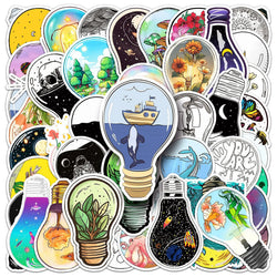 Light Bulb Graffiti Stickers 10/30/50PCS DIY Laptop Bike Luggage Skateboard Wall Decals Kids Gifts (Online Order Only)