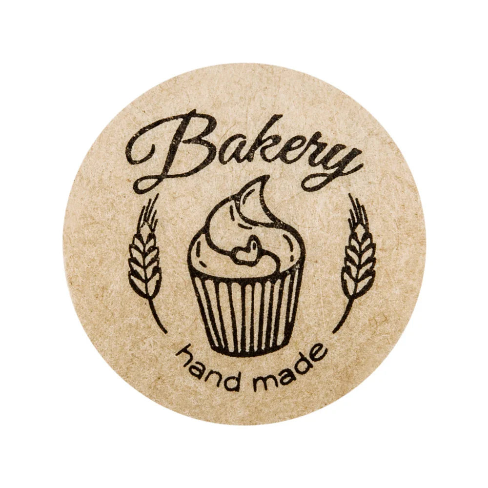 100-500pcs Kraft Paper "bakery"hand Made Stickers Scrapbooking For Cookie Boxes Seal Labels Sticker Cute Stationery Sticker 1in (ONLINE ORDER ONLY)
