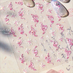 Chic Purple Serpent Flower Winding Snake Elements Shiny Dreamy Animals Self Adhesive Nail Art Sticker Embossment Manicure Decals (ONLINE ORDER ONLY)