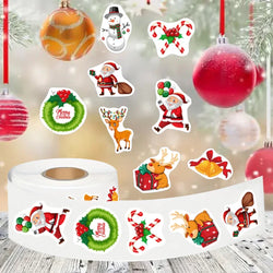 100-500pcs Heterotypic Christmas Themed Elks Snowmans Santa Claus Bells Stickers 8 Designs DlY Graffiti Holiday Tag Stationery (ONLINE ORDER ONLY)