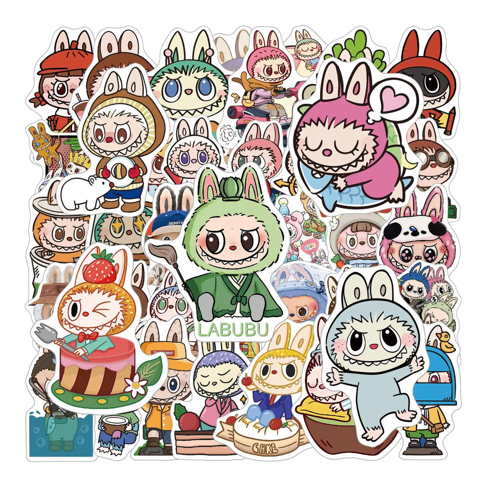 Cartoon Labubu Graffiti Stickers PVC Waterproof Skateboard Notebook Toy (ONLINE ORDER ONLY)