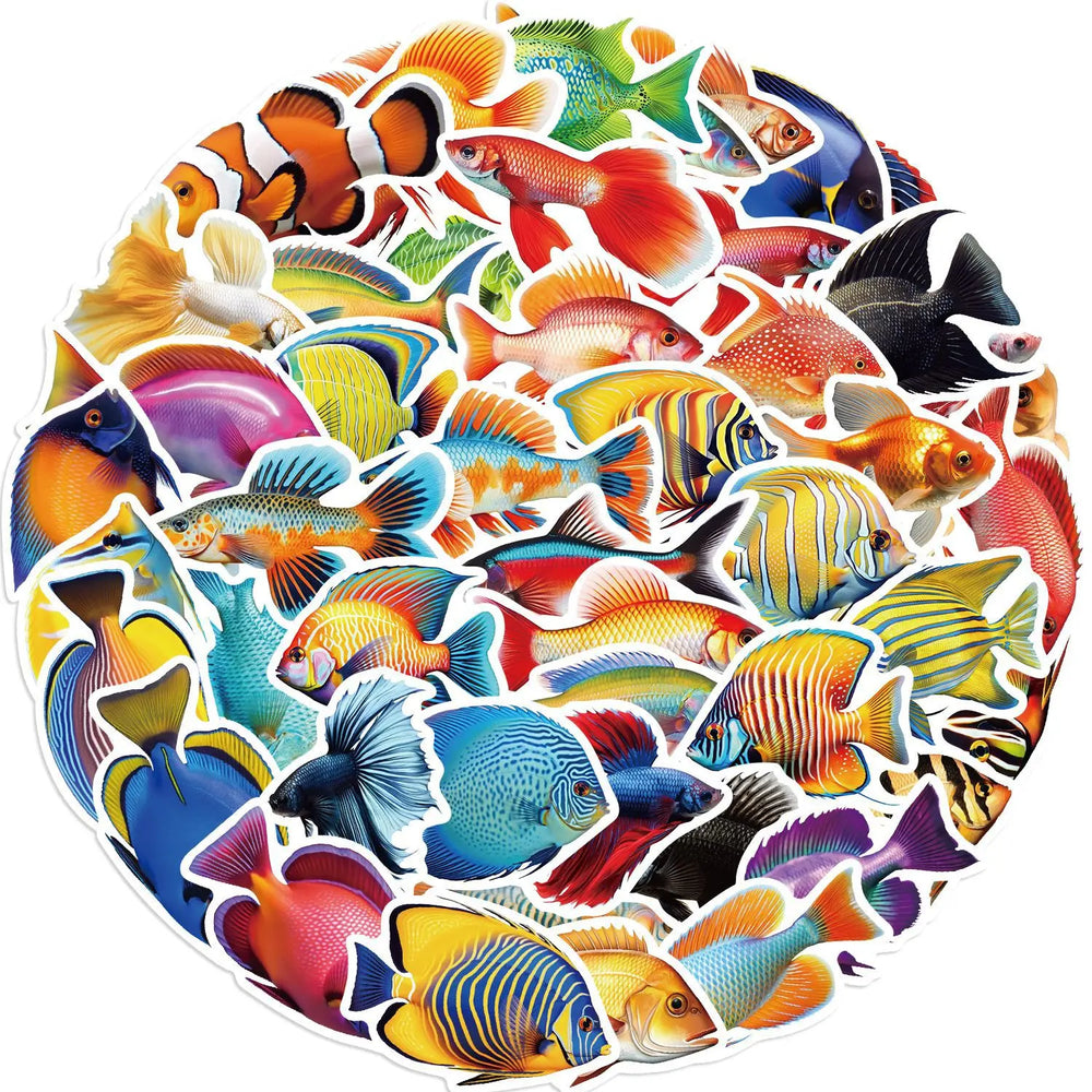 Cartoon Fish Stickers 10/30/50Pcs for Laptop, Suitcase, Luggage, Fridge, Phone, Car (ONLINE ORDER ONLY)