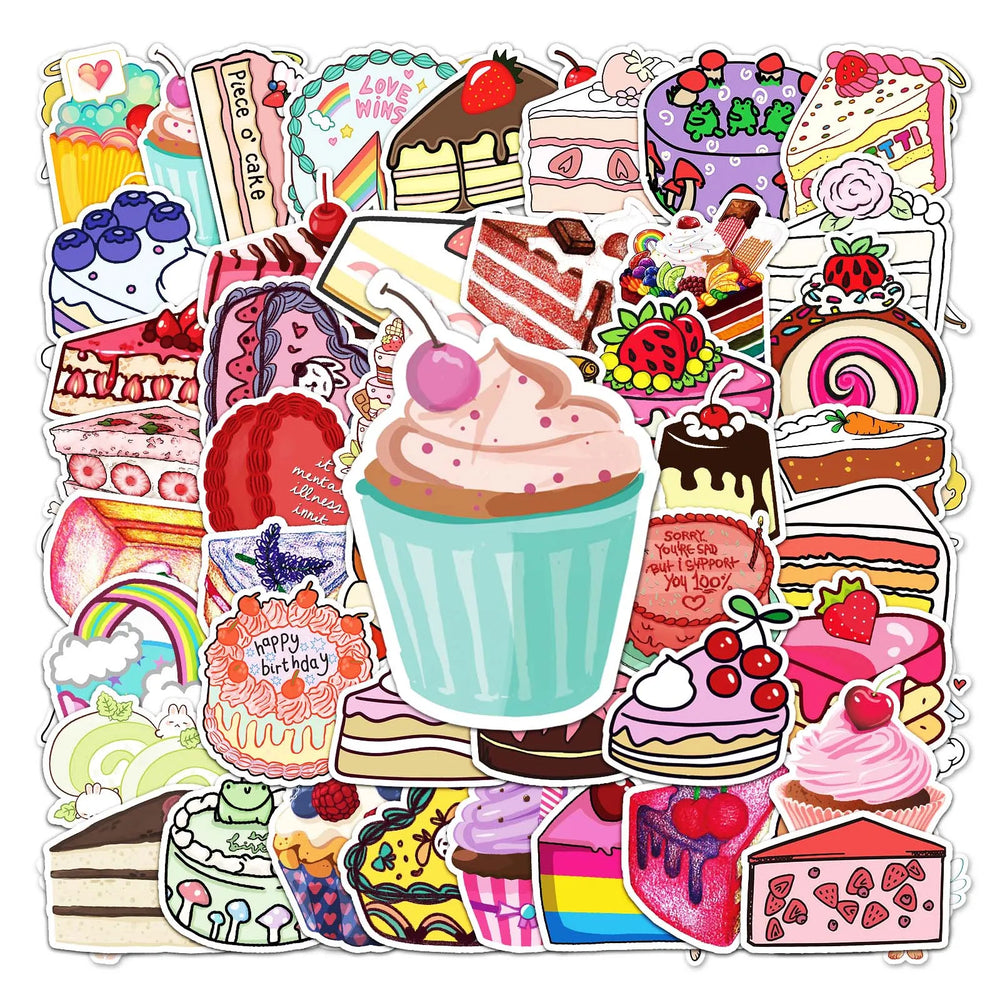 50Pcs Cartoon Cake Waterproof Vinyl Stickers for Skateboard Snowboard (Online Order Only)