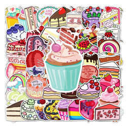 50Pcs Cartoon Cake Waterproof Vinyl Stickers for Skateboard Snowboard (Online Order Only)