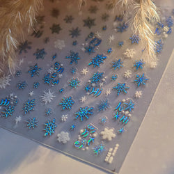 Dressy Embossment Colorful Gradient Snowflakes Laser Silver Christmas Tree Winter Bowknot Santa Nail Art Stickers Manicure Decal (Online Order Only)