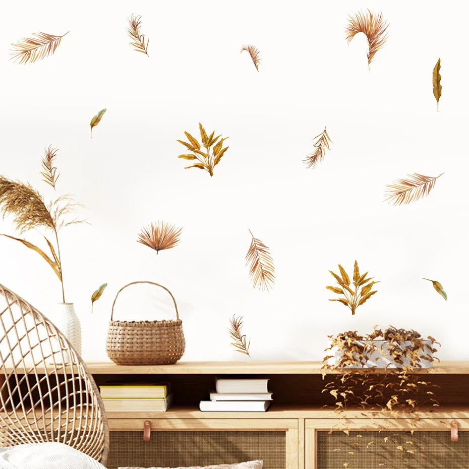 Boho Palm Leaves Wall Sticker Vinyl Removable DIY Self Adhesive Wallpaper Decals Home Decor (Online Order Only)