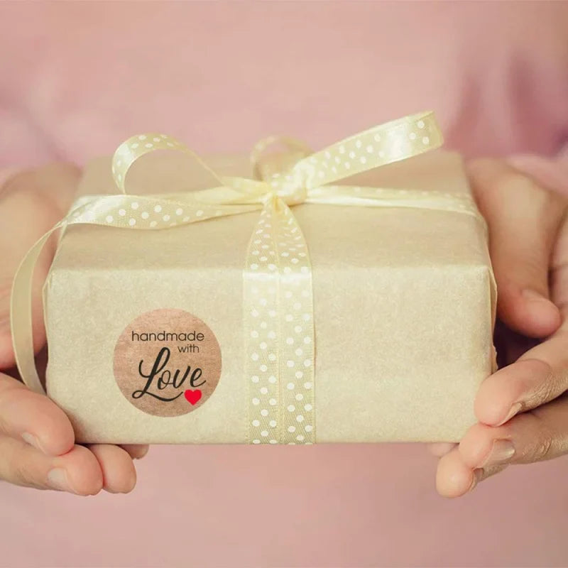 500pcs Vintage Kraft Paper Stickers Scrapbook Gift Stationery Label Stickers Handmade With Love Thank You For The Stickers (ONLINE ORDER ONLY)