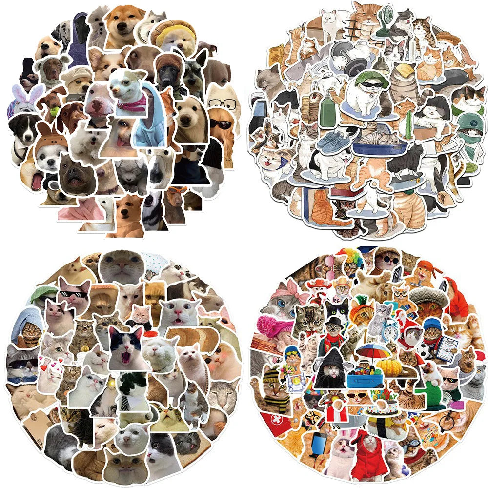 50PCS Cute Cartoon Cat Dog Sticker For Children Luggage Laptop IPad Cup Skateboard Journal Gift Waterproof Sticker Kids Stickers (ONLINE ORDER ONLY)