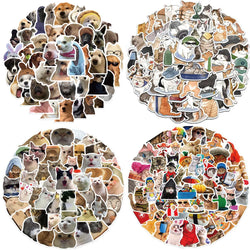50PCS Cute Cartoon Cat Dog Sticker For Children Luggage Laptop IPad Cup Skateboard Journal Gift Waterproof Sticker Kids Stickers (ONLINE ORDER ONLY)
