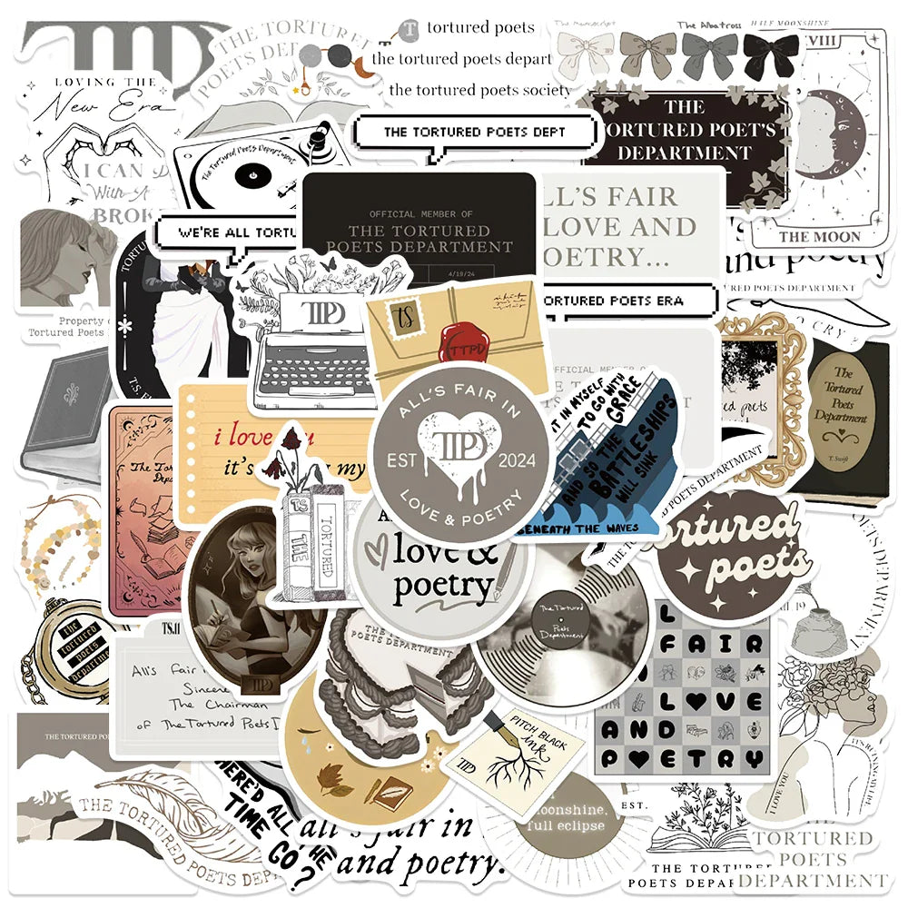 50PCS POP Singer Album Stickers Decals for Laptop Guitar Notebook PVC (Online Order Only)