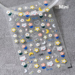 Retro Flowers Petal Pearl Rhinestones Halo Dyeing Chic Daisy Vintage Gold Foil  Floral Designs Nail Art Stickers Manicure Decals (ONLINE ORDER ONLY)