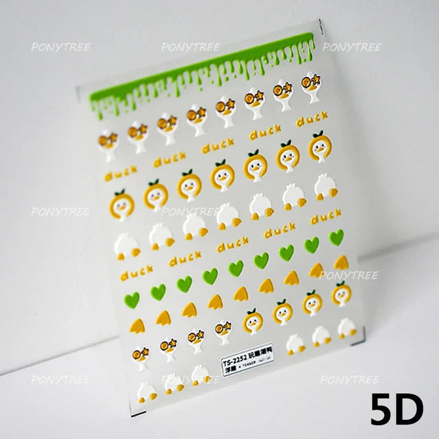 Cute Duck Pear Bowknot Mini Flower Duckling Line Bow Photo Frame Seal Stamp Figure Self Adhesive Nail Art Sticker Manicure Decal (ONLINE ORDER ONLY)