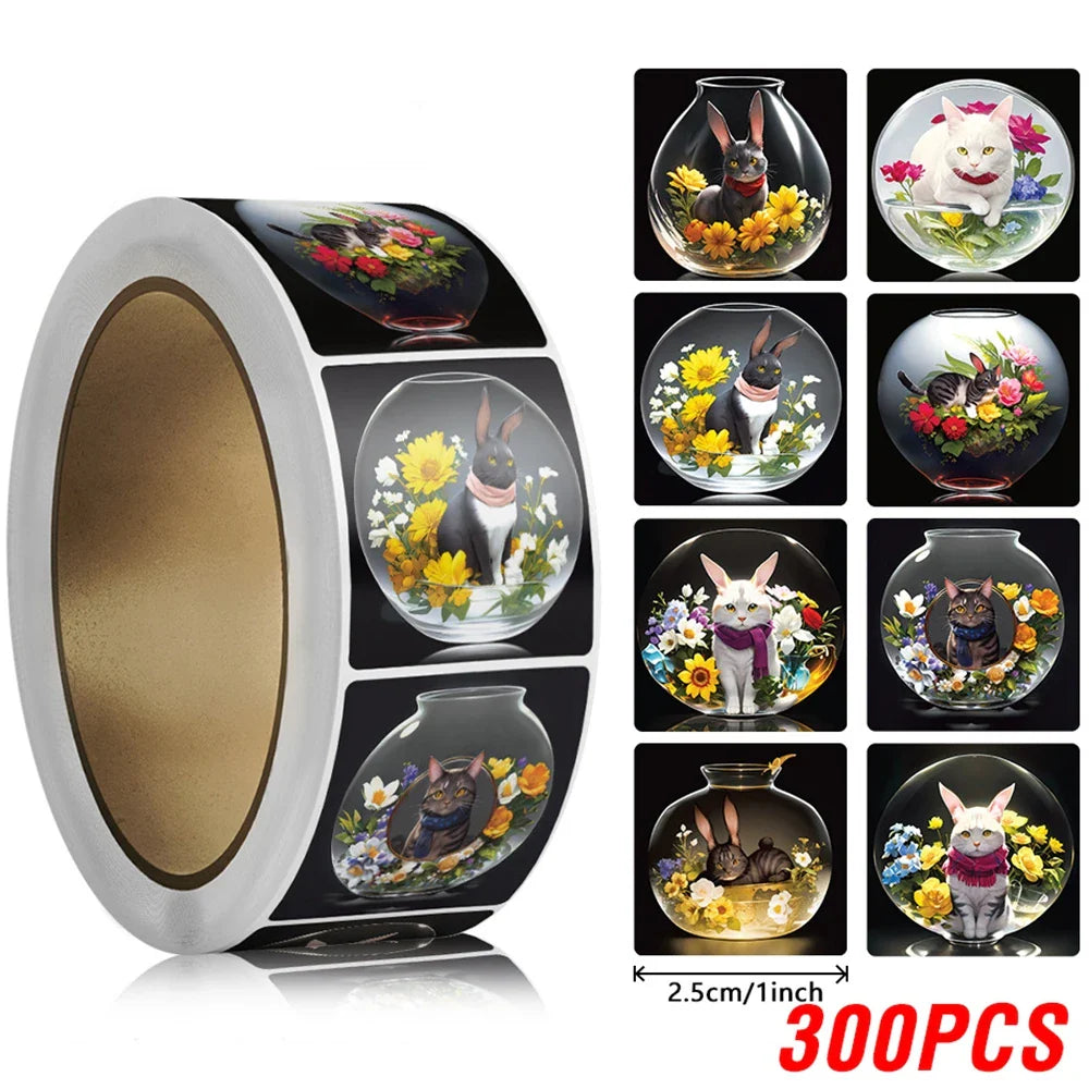 100-500pcs Cartoon Cat Stickers Square Adhesive Labels For Kids Children Teacher Prize Business Gift Wraps Decorative Stickers (ONLINE ORDER ONLY)