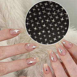 1 Sheet Star Nail Art Stickers 3d Self Adhesive Nail Decals Black White Golden Silver Color Star Design Nail Supplies Accessory (ONLINE ORDER ONLY)