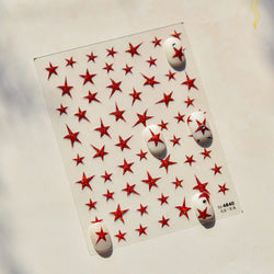 Irregular Stars Red Silver Five-pointed Star Meteor Shiny 5D Self Adhesive Nail Art Stickers Romantic Rhinestone Manicure Decals (ONLINE ORDER ONLY)