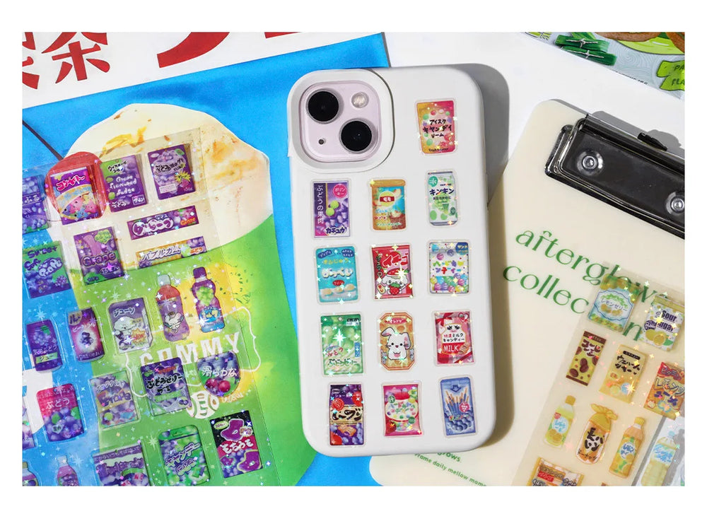 1 Sheets Snack House Series Sticker PET Star Flash Film Deco Scrapbook DIY Material Decoration Stationery Stickers (ONLINE ORDER ONLY)