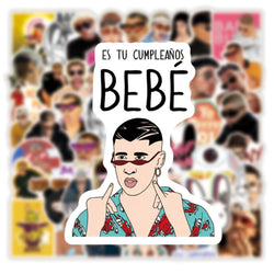 10/30/50pcs Pop Singer Bad Bunny Graffiti Sticker Scrapbook Kids Toys Pvc Laptop Waterproof Notebook Trolley Cool Decal Stickers (ONLINE ORDER ONLY)