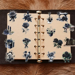 50PCS Kawaii Black Rose PET Sticker Aesthetic Transparent Decoration Scrapbooking Stationery DIY Hand Accounting Supplies (ONLINE ORDER ONLY)